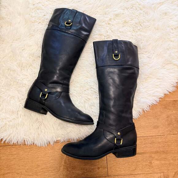 Lauren Ralph Lauren Shoes - Lauren Ralph Lauren Mesa Black Leather Equestrian Riding Boots